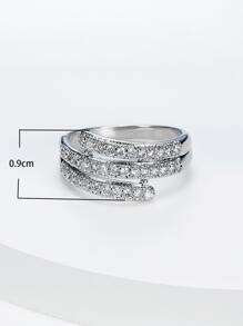 MONALLY Cubic Zirconia Decor Wrap Ring - Silver - View 5