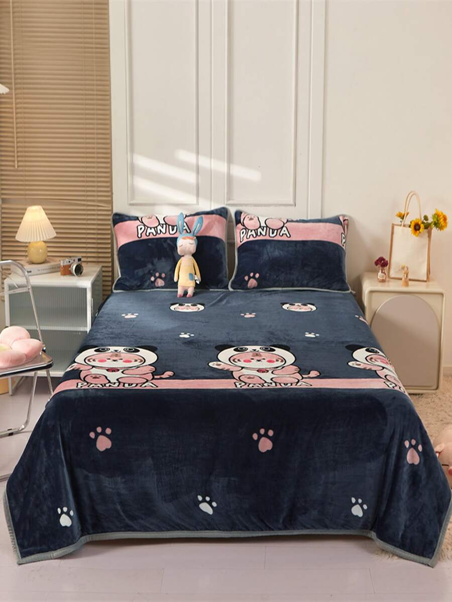 Manta tigre de dibujos animados & con estampado de letra - Multicolor - Ver 1