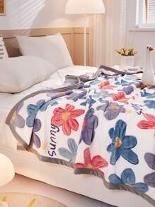 Floral & Letter Graphic Blanket - Multicolor - View 4