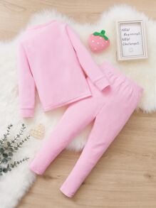 Toddler Girls Solid Snug Fit Lounge Set - Baby Pink - View 3