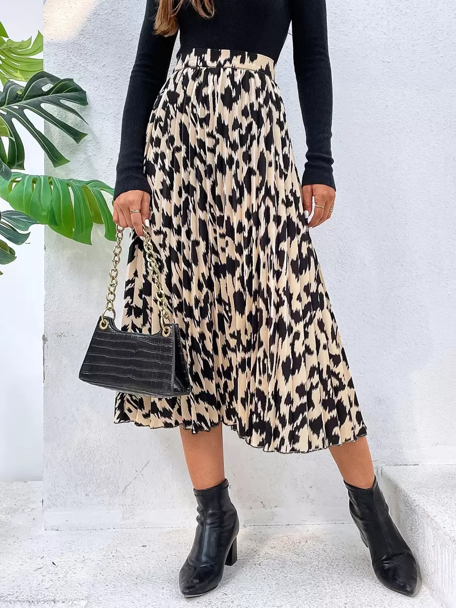 Breezaya Allover Print High Waist Plisserad kjol Maxi Dam Outfit - Multifärgad - Visa 1