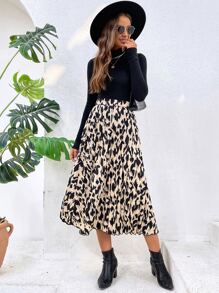 Breezaya Allover Print High Waist Plisserad kjol Maxi Dam Outfit - Multifärgad - Visa 5