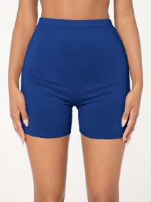 SHEIN EZwear Quần tất nữ màu trơn Giải trí - Màu xanh lam - Xem 4