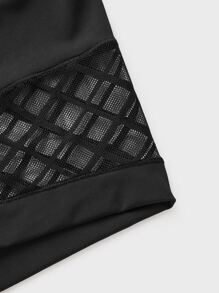Men Fishnet Insert Solid Boxer Brief - Black - View 5