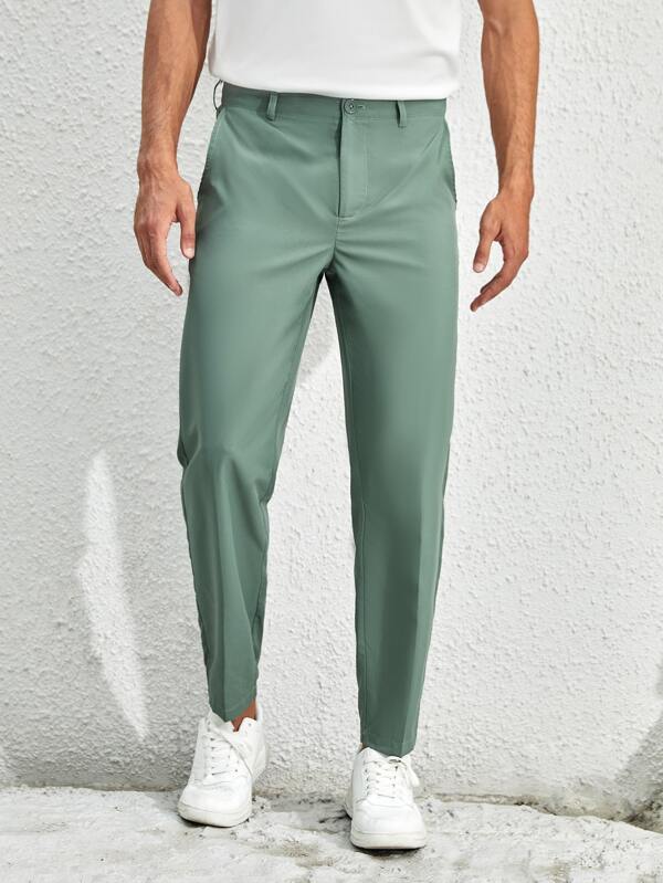 HIMLAND Men Slant Pocket Solid Suit Pants, For Golf