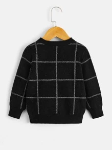 Baby Plaid Pattern Jumper - Black and White - View 2
