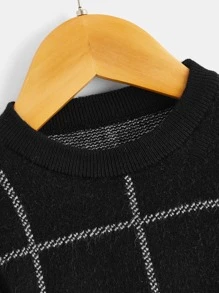 Baby Plaid Pattern Jumper - Black and White - View 3