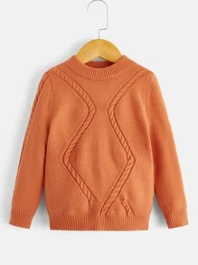 Toddler Boys Cable Knit Jumper - Orange - View 1