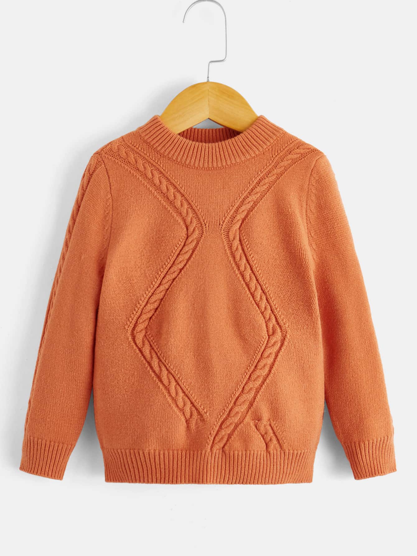 Toddler Boys Cable Knit Jumper - Orange - View 1