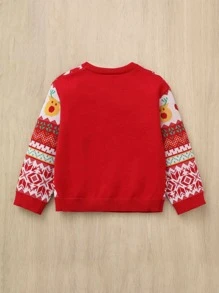 SHEIN 嬰兒聖誕圖案套頭毛衣 - 紅色 - 查看 2