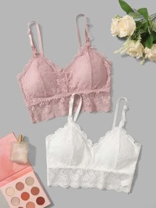 SHEIN Maternity 2packs Floral Lace Nursing Bra Lingerie For Mother - Multicolor - View 1