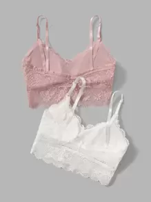 SHEIN Maternity 2packs Floral Lace Nursing Bra Lingerie For Mother - Multicolor - View 2