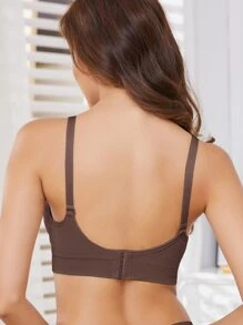 SHEIN Maternidad Sujetador de lactancia fruncido - Café integral - Ver 2