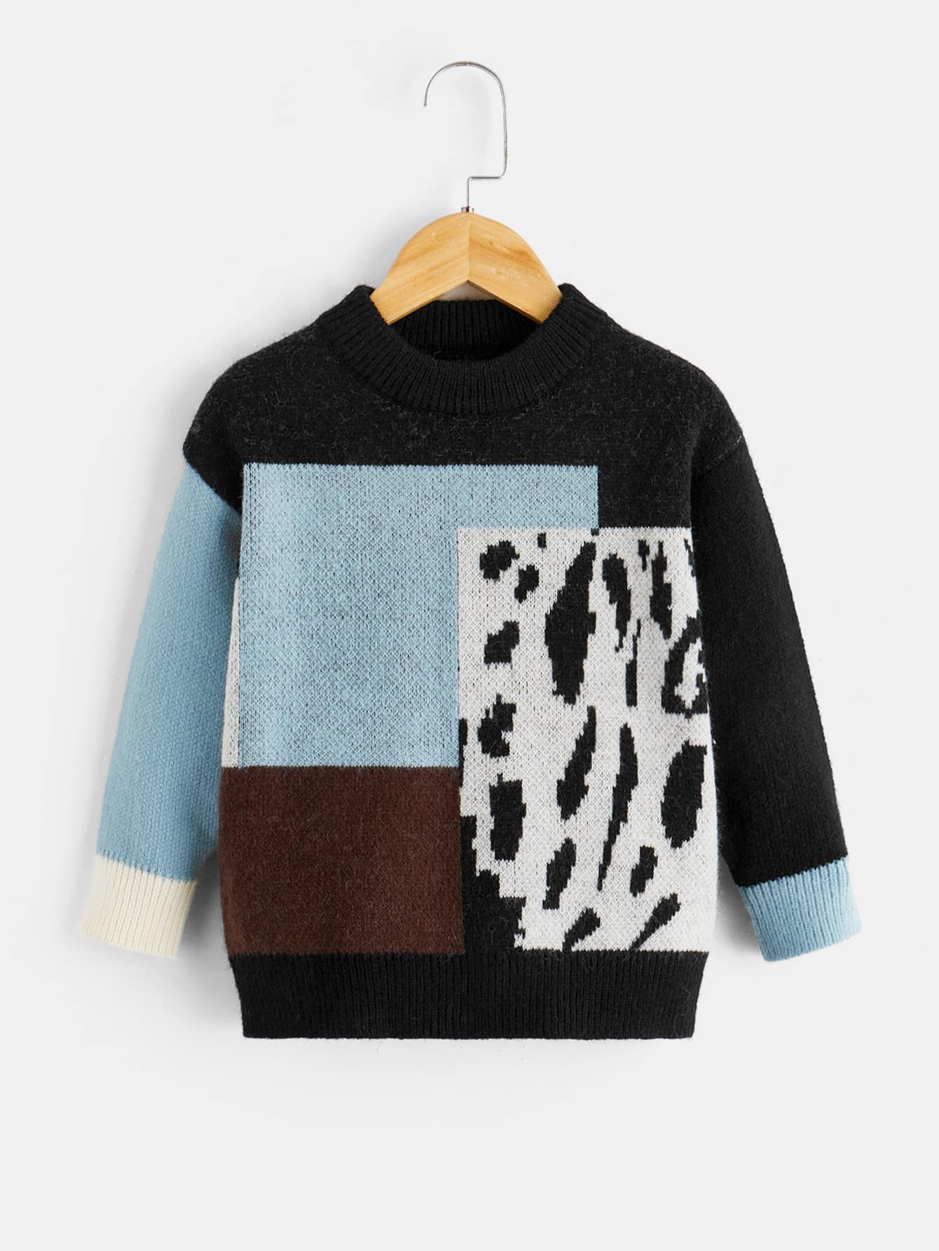 Toddler Boys Graphic Pattern Colour Block Jumper - Multicolor - View 1
