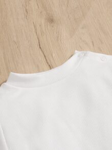 SHEIN Baby Ribbed Knit Tee & Tartan Skirt - Multicolor - View 3