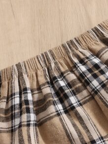 SHEIN Baby Ribbed Knit Tee & Tartan Skirt - Multicolor - View 4