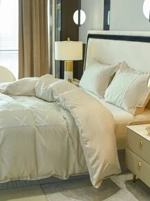 Bộ vỏ chăn có họa tiết hình học không có chất làm đầy - Màu be - Xem 1