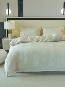 Bộ vỏ chăn có họa tiết hình học không có chất làm đầy - Màu be - Xem 2