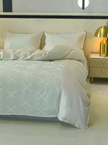 Bộ vỏ chăn có họa tiết hình học không có chất làm đầy - Màu be - Xem 4