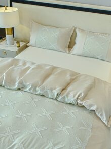 Bộ vỏ chăn có họa tiết hình học không có chất làm đầy - Màu be - Xem 5