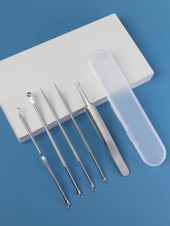 5pcs/set Stainless Steel Acne Removal Tool Set, Blackhead Whitehead Comedone Extractor