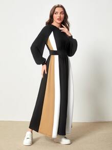 Mulvari Colourblock Lantern Sleeve Dress - Multicolor - View 4