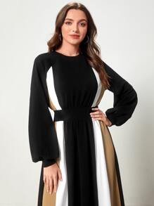 Mulvari Colourblock Lantern Sleeve Dress - Multicolor - View 5