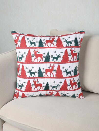 Husă de pernă cu broderie Tree & Deer, fără umplutură