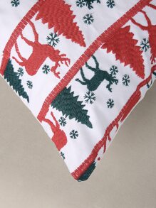 Funda de cojín sin relleno árbol & ciervo con bordado - Rojo - Ver 2