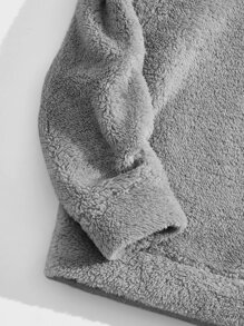 Manfinity VCAY 男士抽繩細節毛絨帽衫 - 灰色 - 查看 3