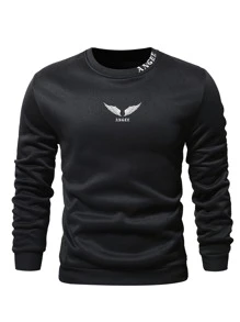 Manfinity Homme Men Letter Graphic Sweatshirt - Black - View 1