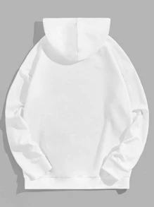 GENTILAND Loose Men's Letter Graphic Drawstring Hoodie - White - View 2