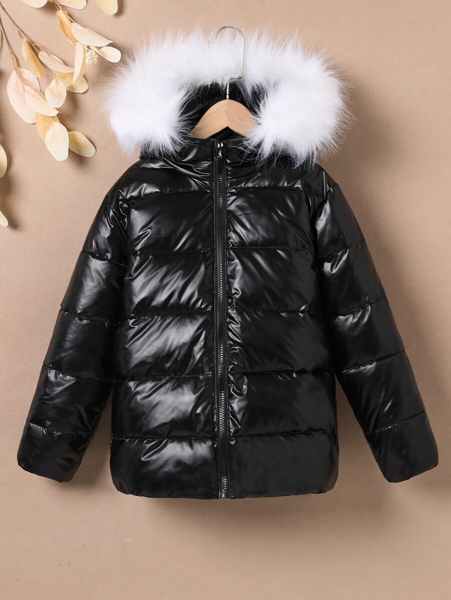 Áo khoác có mũ trùm đầu cho bé gái tuổi mới lớn - màu đen - Xem 1