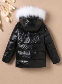 Áo khoác có mũ trùm đầu cho bé gái tuổi mới lớn - màu đen - Xem 2