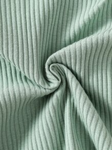 女孩高領條紋針織T恤 - 薄荷綠 - 查看 6