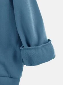 SHEIN Leap Crew Tween Boy Cut And Sew Thermal Hoodie & Sweatpants - Dusty Blue - View 5