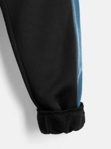 SHEIN Leap Crew Tween Boy Cut And Sew Thermal Hoodie & Sweatpants - Dusty Blue - View 6