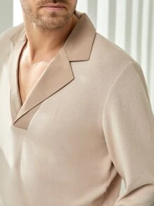 Manfinity Men Lapel Neck Polo Shirt - Khaki - View 4