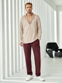 Manfinity Men Lapel Neck Polo Shirt - Khaki - View 6