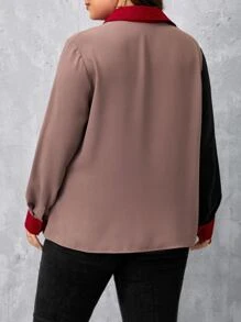 SHEIN Clasi Plus Colorblock Button Front Shirt - Multicolor - View 2