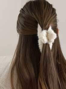 1pc White Plush Hair Claw Suitable For Daily Casual Home Use, Soft And Comfortable, For Outdoor Wear Cute - White - View 5