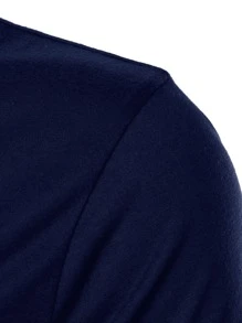 Manfinity Homme Men Contrast Gingham Trim Polo Shirt - Navy Blue - View 5