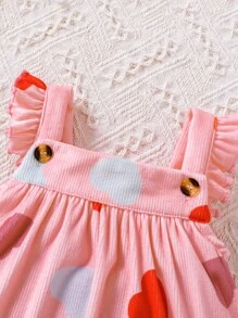 嬰兒愛心圖案荷葉邊連衣裙 - 粉色 - 查看 3