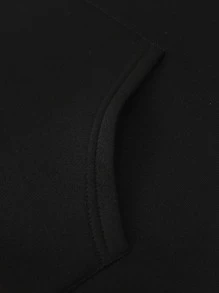 Manfinity Hypemode Loose-Fit Men's Slogan Graphic Kangaroo Pocket Drawstring 2 In 1 Hoodie - Black - View 3