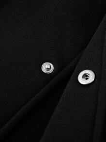 Aesthetic Post--Men's Loose Fit Letter Graphic Drop Shoulder Varsity Jacket Without Hood - Black - View 5