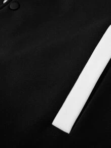 Aesthetic Post--Men's Loose Fit Letter Graphic Drop Shoulder Varsity Jacket Without Hood - Black - View 6