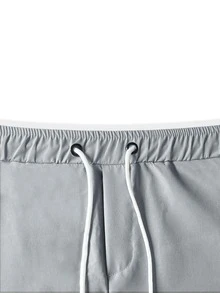 Manfinity Homme Men Flap Pocket Side Drawstring Waist Cargo Trousers - Light Grey - View 4