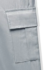 Manfinity Homme Men Flap Pocket Side Drawstring Waist Cargo Trousers - Light Grey - View 5