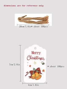 100pcs Christmas Bell & Slogan Graphic Gift Wrapping Tag - Multicolor - View 3