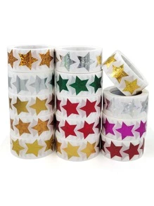 1卷金屬質感星星隨機貼紙 - 彩色 - 查看 10